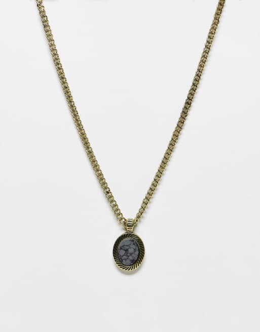 Icon Brand - Corazon - Halskæde i guld med oval komposit i gunmetal