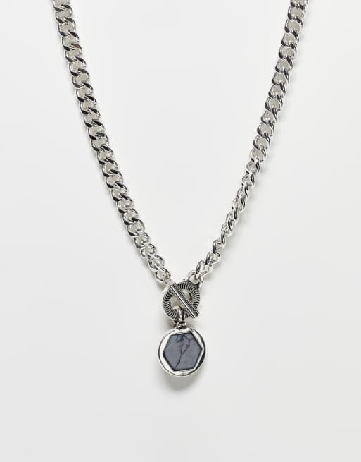 Icon Brand corazon prestine chunky hexagon necklace in silver