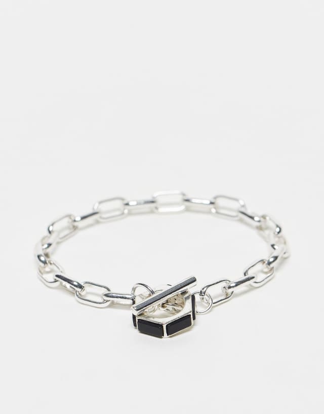 Icon Brand corazon prestine hexagon bracelet in silver and black