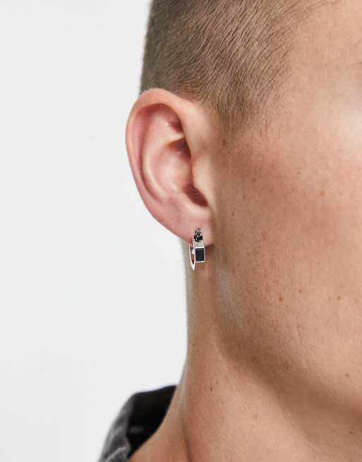 Icon Brand – Corazon Prestine – Silberfarbene Kreolen mit Komposit-Stein