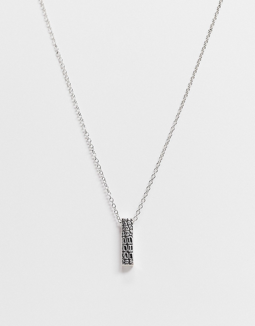 Icon Brand cracked bar necklace in silver