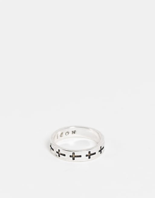 Icon Brand cross band ring in silver