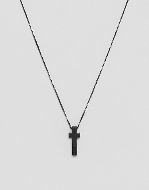Icon Brand cross pendant necklace in black