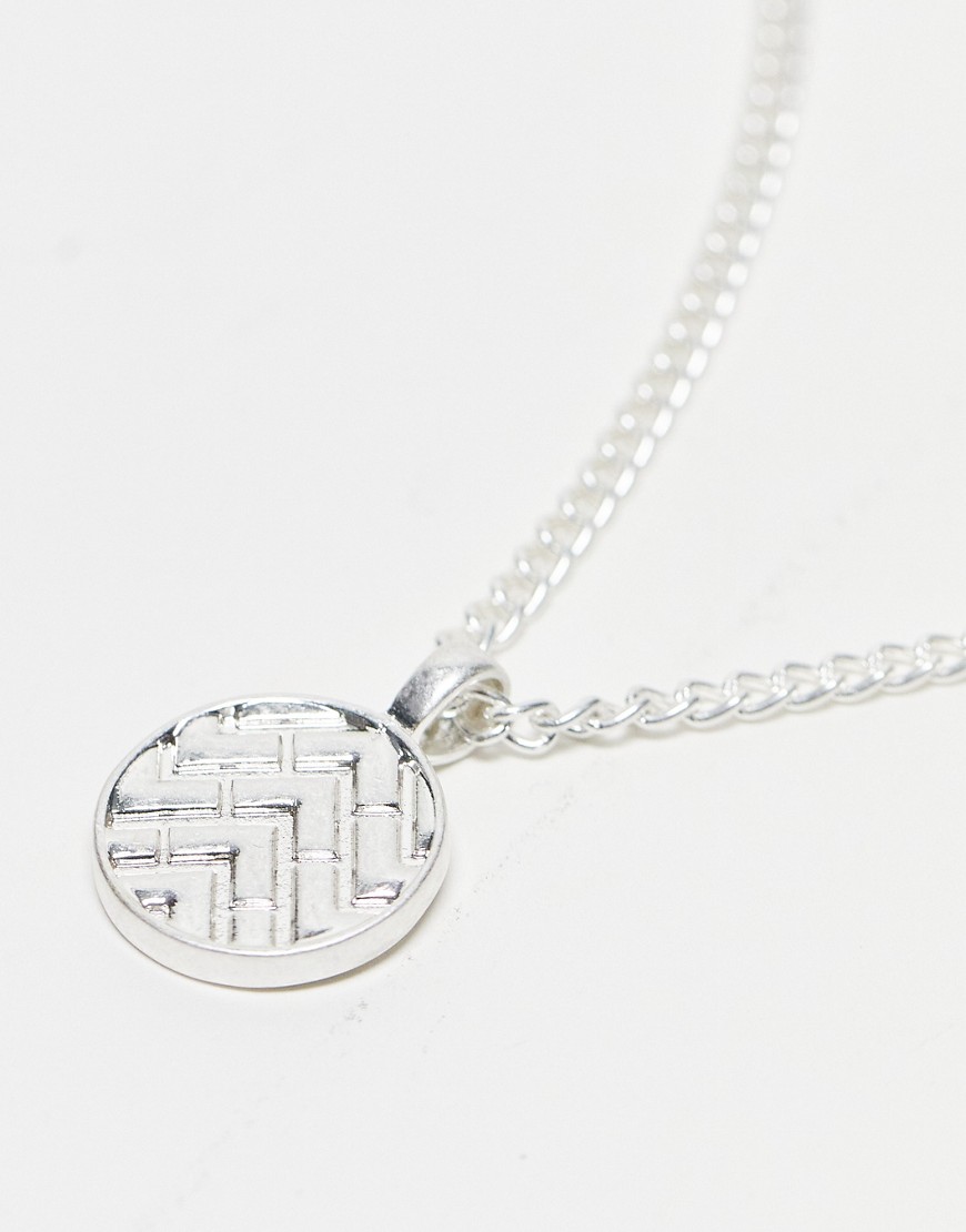 Icon Brand curb chain necklace with coin pendant in silver