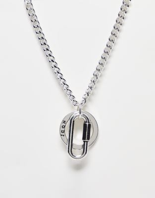 Icon Brand curb chain necklace with coordinates pendant in antique silver - ASOS Price Checker