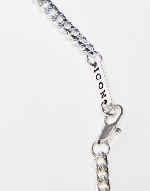 Icon Brand curb chain necklace with coordinates pendant in antique silver, 2 of 4