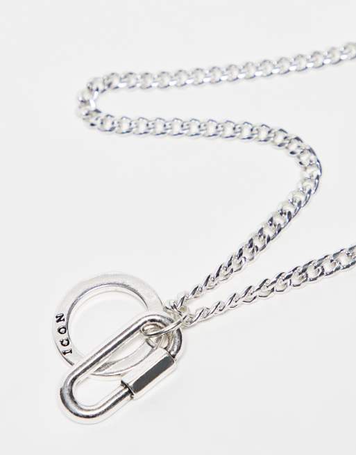 Icon Brand curb chain necklace with coordinates pendant in antique silver, 3 of 4