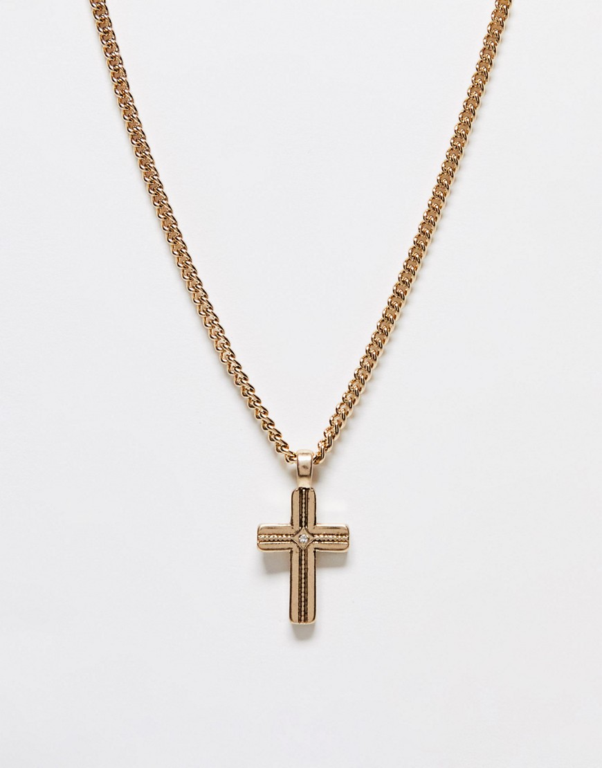 Icon Brand curb chain necklace with cross pendant in gold