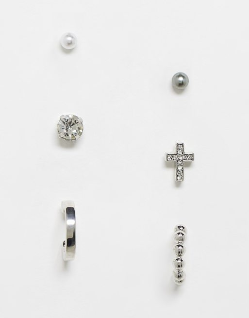 Icon Brand - De La Perla - Confezione da 6 orecchini color argento