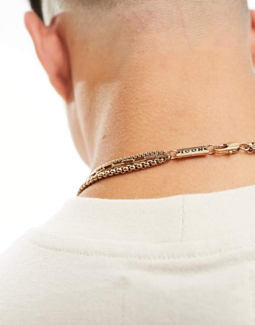 Icon Brand de la perla triple row compass necklace in gold, 3 of 4