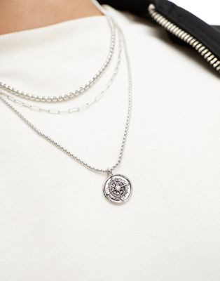 Icon Brand de la perla triple row compass necklace in silver