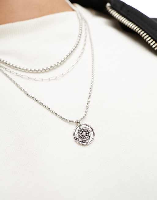 Compass coin store necklace