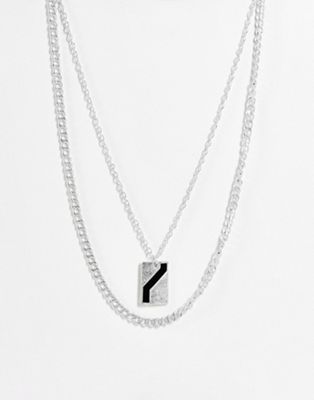 Icon Brand double chain and pendant in silver