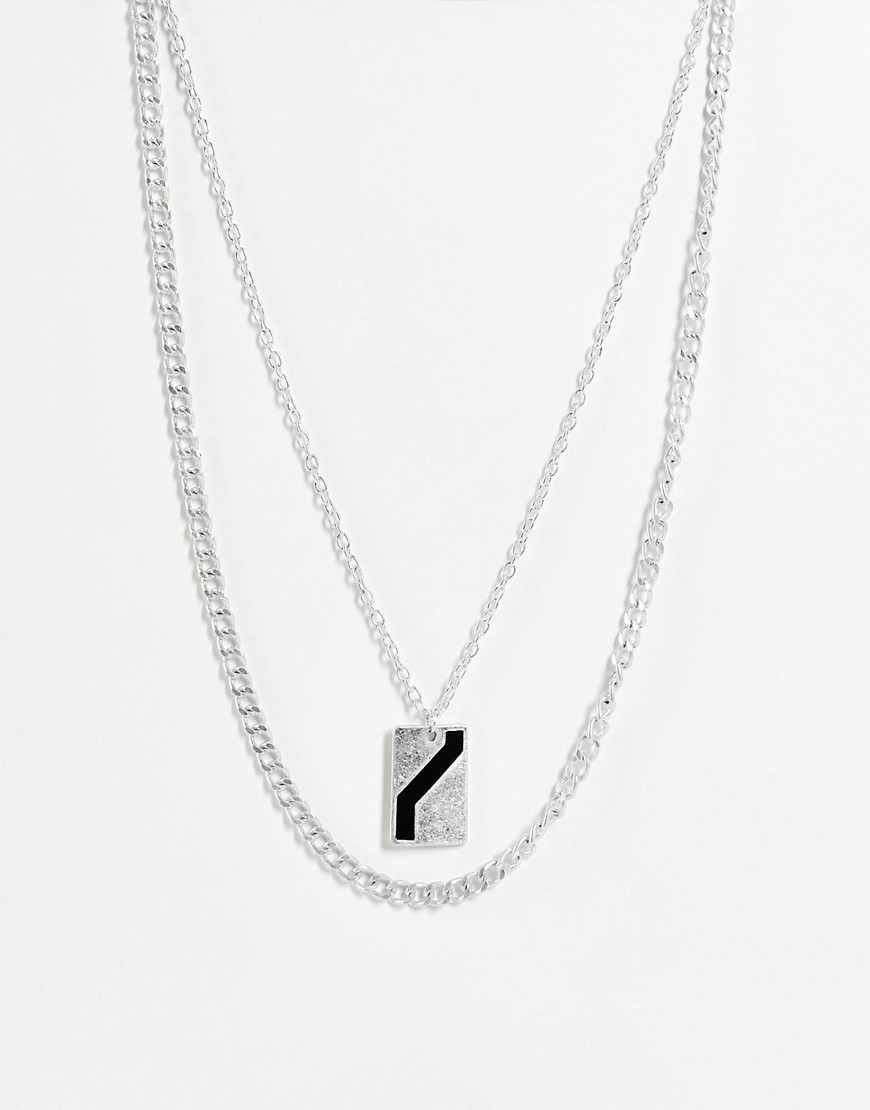 Icon Brand Double Chain And Pendant In Silver