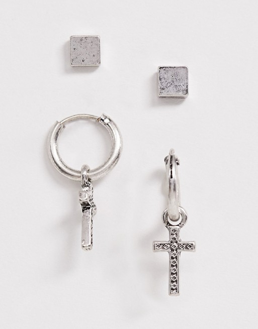 Icon Brand earring 2 pack in silver