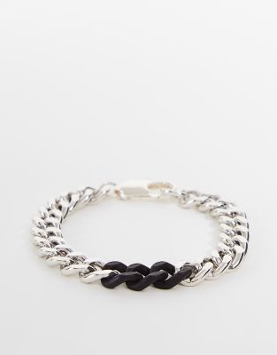 Icon Brand enamel curb chain bracelet in silver - ASOS Price Checker