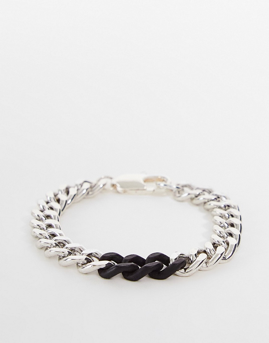 Icon Brand enamel curb chain bracelet in silver
