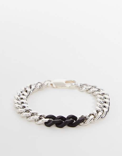 Icon Brand enamel curb chain bracelet in silver