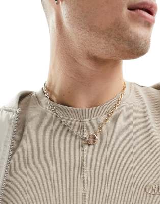 Icon Brand fluidity T-bar chain necklace in gold and silver - ASOS Price Checker