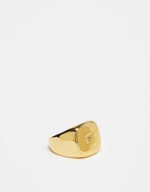 Icon Brand - Guldfarvet signetring med vintage stjernedesign i rustfrit stål med guldfarve