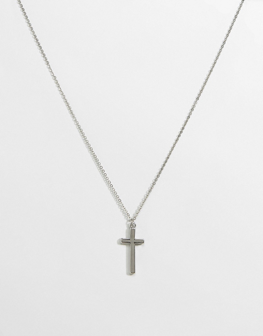 Icon Brand – Halsband med korssmycke i antiksilver