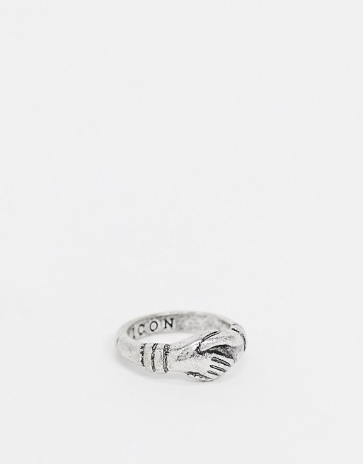 Icon Brand handshake ring in silver