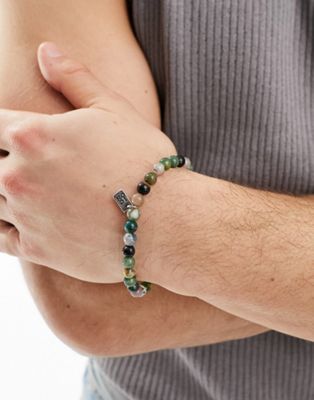 Icon Brand herringbone stretch beaded bracelet in green  - ASOS Price Checker