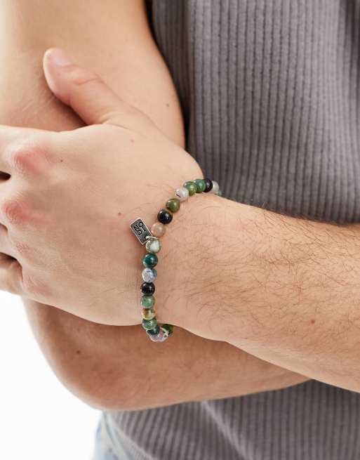 Icon Brand herringbone stretch beaded bracelet in green 