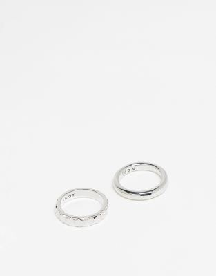 Icon Brand hex band ring set in silver