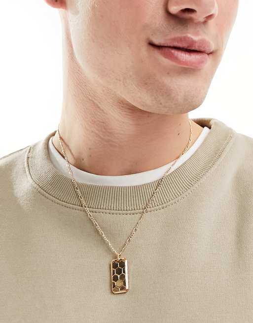 Mens dog tag necklace store gold
