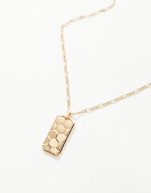 Icon Brand hex dog tag pendant necklace in gold, 2 of 4