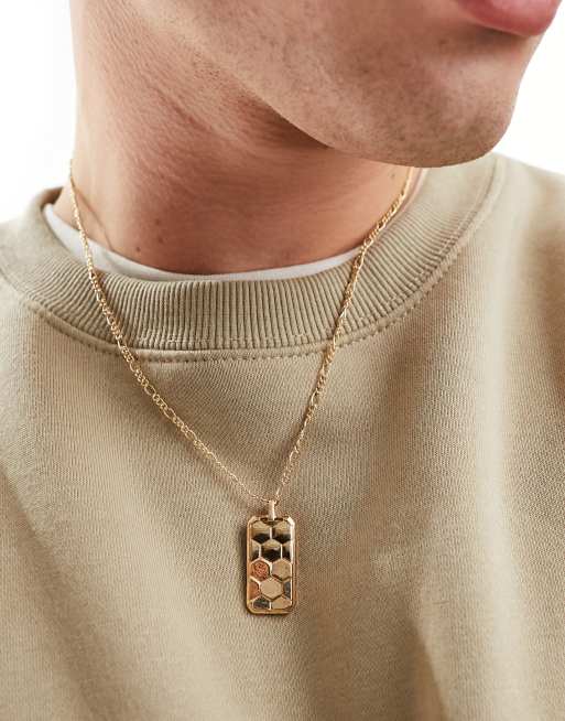 Icon Brand hex dog tag pendant necklace in gold ASOS