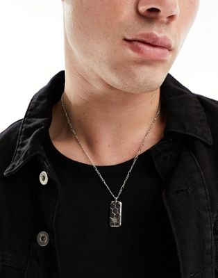Icon Brand hex dog tag pendant necklace in silver  - ASOS Price Checker
