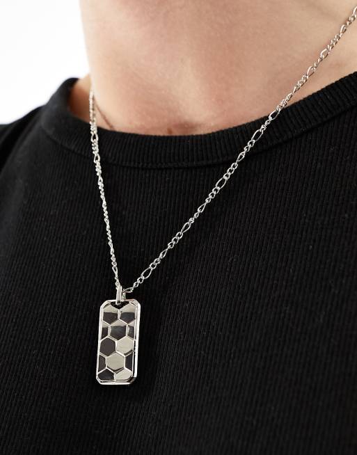 Icon Brand hex dog tag pendant necklace in silver | ASOS