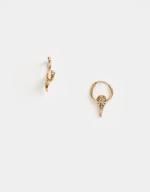 Icon Brand hoop earrings with charm in gold
