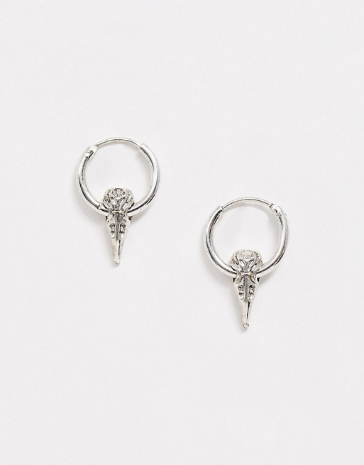 Icon Brand hoop earrings with charm in silver