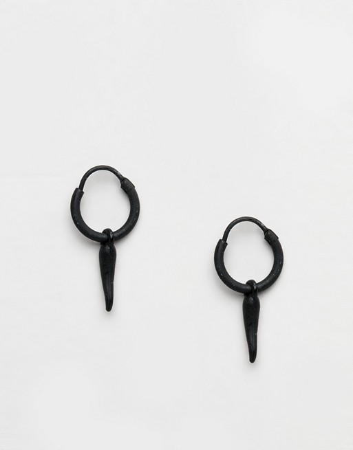 Icon Brand horn hoop earrings in black
