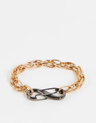 Icon Brand interlocking chain bracelet in gold - ASOS Price Checker