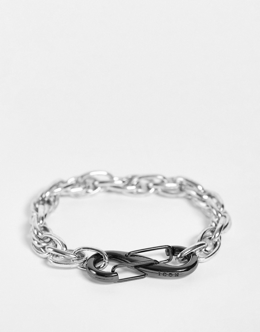 Icon Brand Interlocking Chain Bracelet In Silver In Metallic
