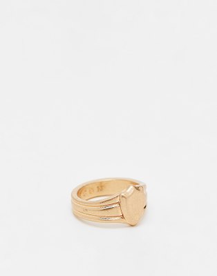 Icon Brand Jazz Club mini crest ring in gold - ASOS Price Checker