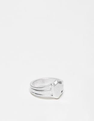 Icon Brand jazz club mini crest ring in silver - ASOS Price Checker