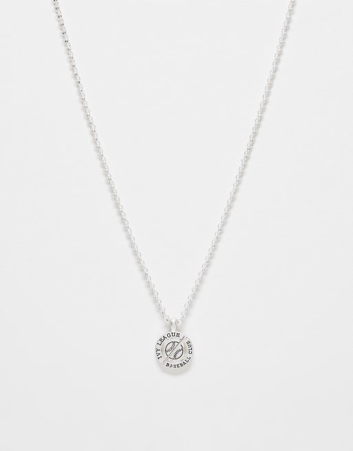 Icon Brand - Ketting met munthangertje met 'Ivy League Club'-slogan in zilver