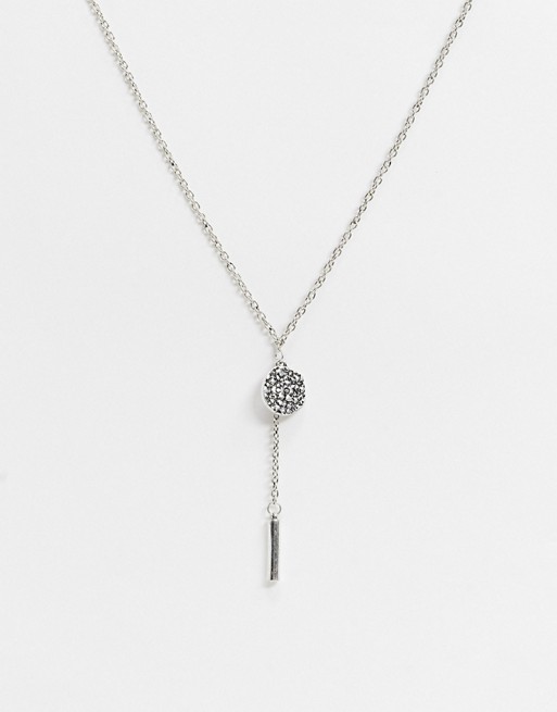 Icon Brand lariat neckchain in silver with disc and bar pendants