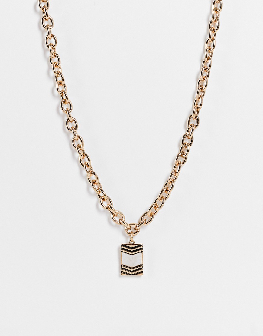 Icon Brand Mix Metal Chunky Chain Pendant In Gold