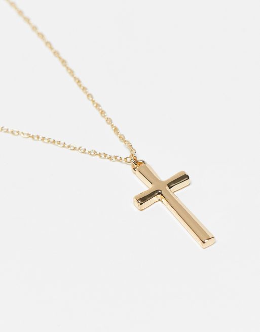 Icon Brand – Naszyjnik z zawieszką w kształcie krzyżyka, w kolorze starego złota