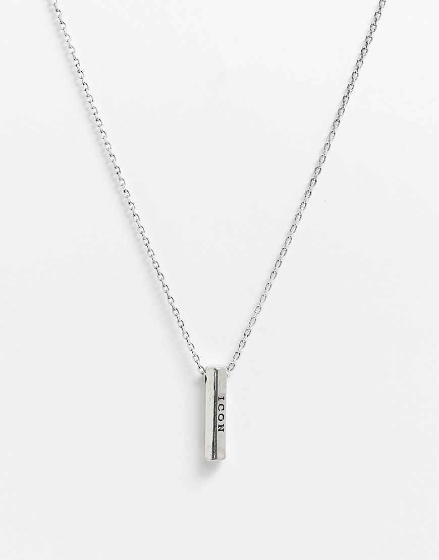 Icon Brand Neck Chain With Bar Pendant In Silver