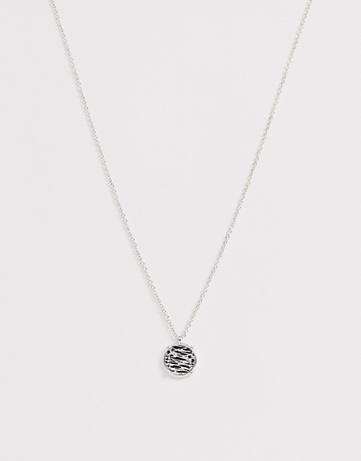 Icon Brand neck chain with coin pendant in silver