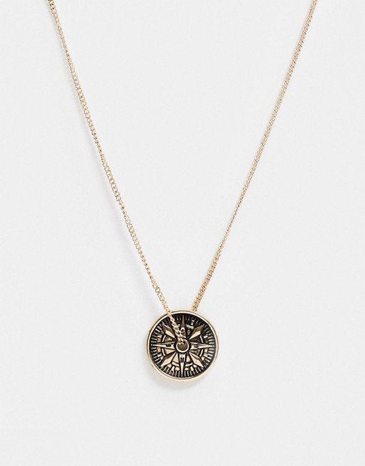 Icon Brand neck chain with compass pendant in gold