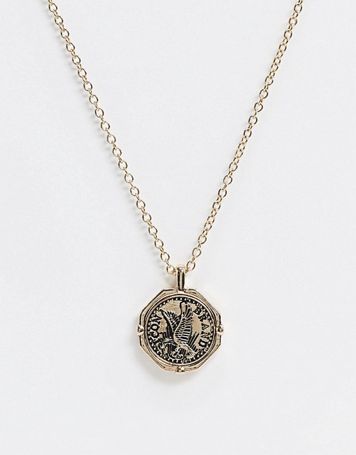 Icon Brand neck chain with eagle pendant in mixed metal