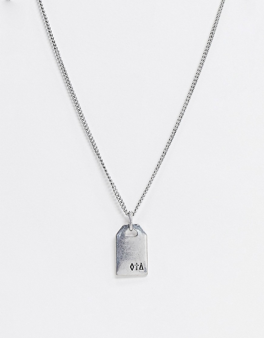 Icon Brand neck chain with engraved dog tag pendant in silver